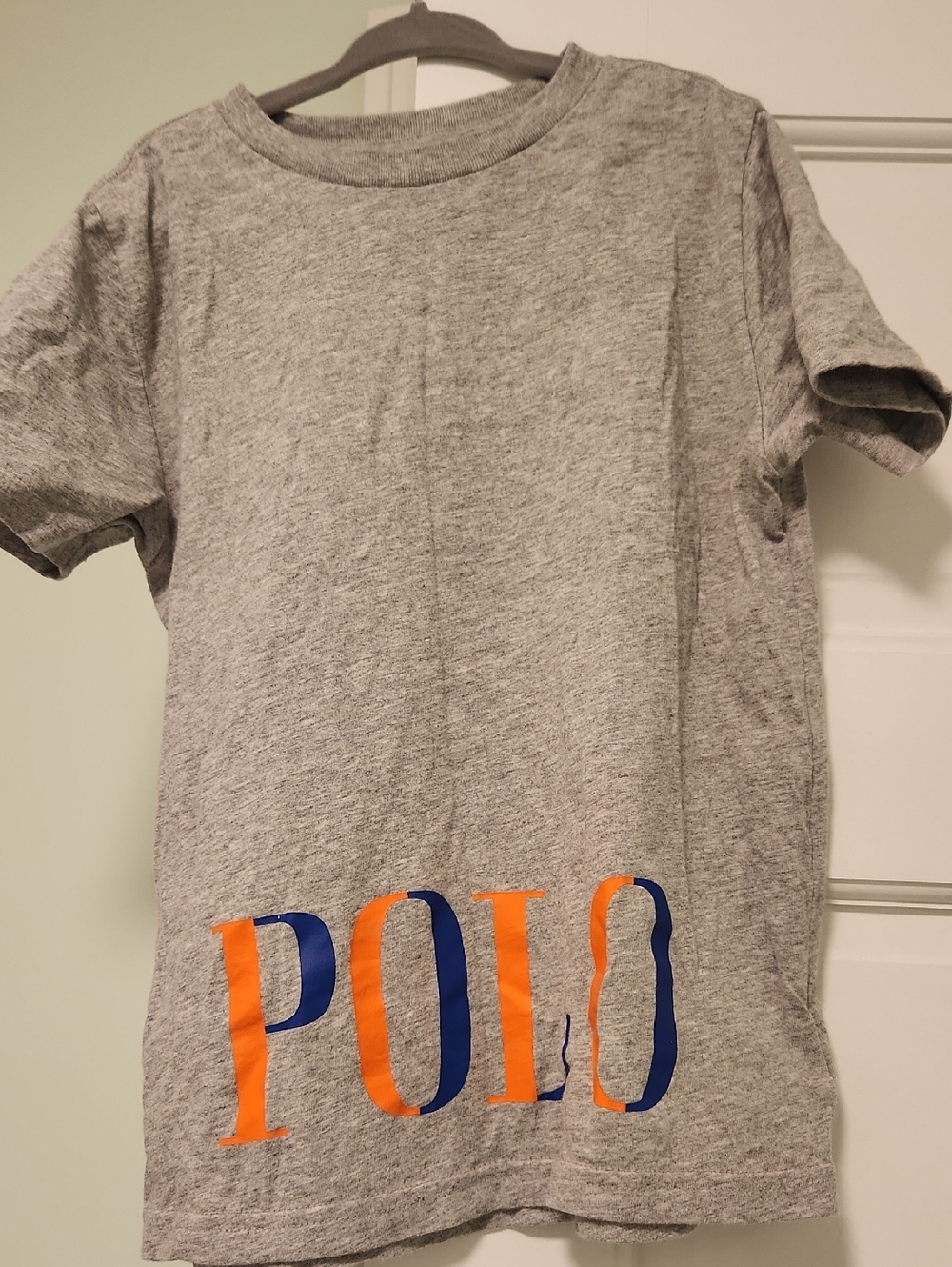 Polo by Ralph Lauren Gray Short Sleeve Tee with Orange & Blue POLO Print